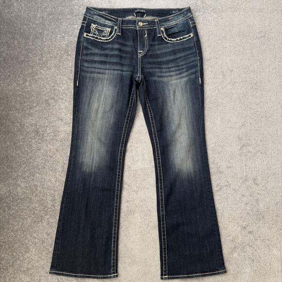 Vigoss Jeans Womens 12 L32 Boot Cut Heritage Fit Embellished Pockets Denim Pants - Picture 1 of 15